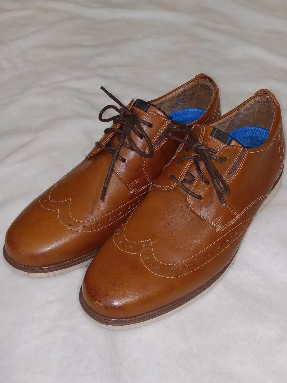 Nunn Bush New Haven Wingtip Oxford Shoes Men's 8 M Cognac Leather 84849
